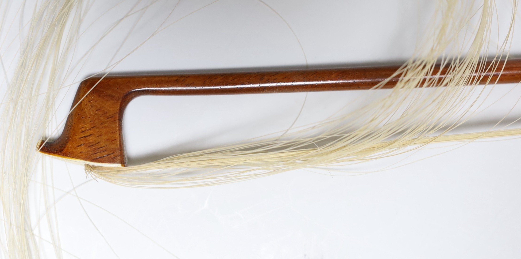 A cased viola and bow, viola back measures, 40.5cm